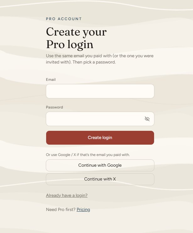 Create your Pro login form with email, password, Google, and X